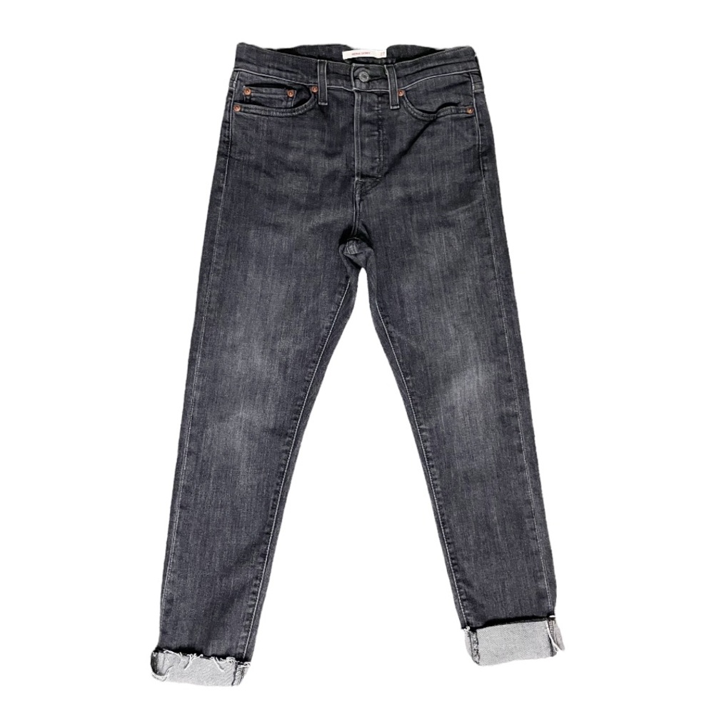 Levi’s Wedgie Skinny Dark Gray Rolled Hem Jeans